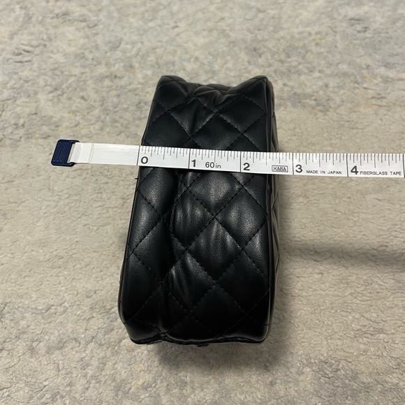 Brand New Faux Leather Quilted Coin Case/Make -Up Case In Black 6” X 4” X 2.5” - Picture 6 of 9